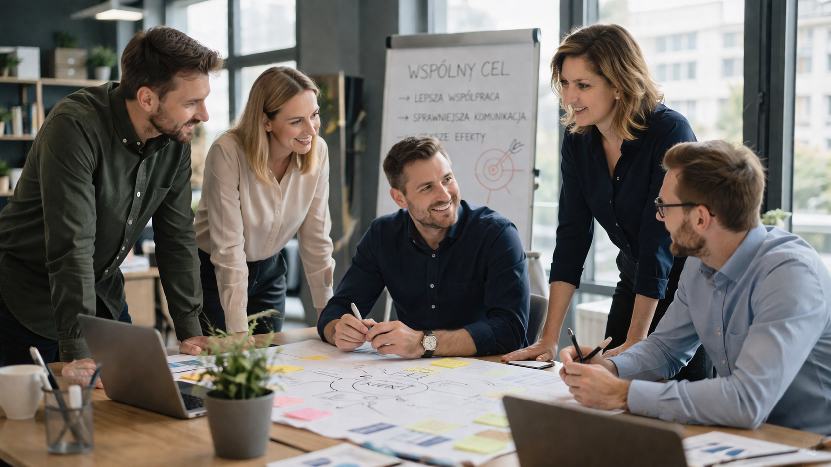 Zespół pracujący nad wspólnym projektem